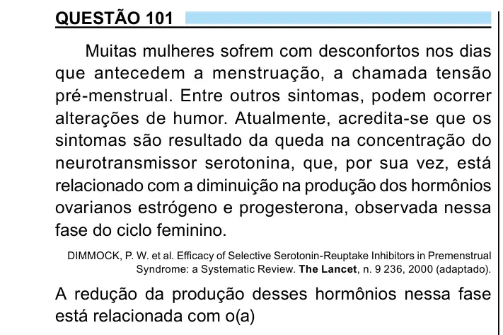 Enunciado da questão 101 do ENEM 2023