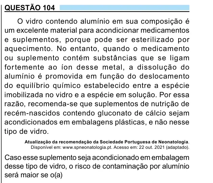 Enunciado da questão 104 do ENEM 2023