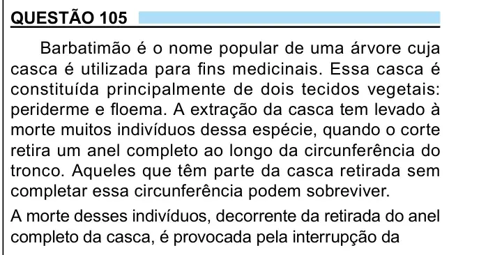Enunciado da questão 105 do ENEM 2023