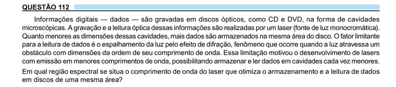 Enunciado da questão 112 do ENEM 2023