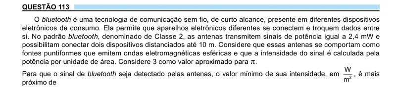Enunciado da questão 113 do ENEM 2023