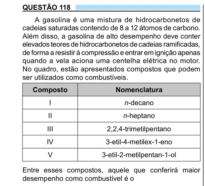 Enunciado da questão 118 do ENEM 2023