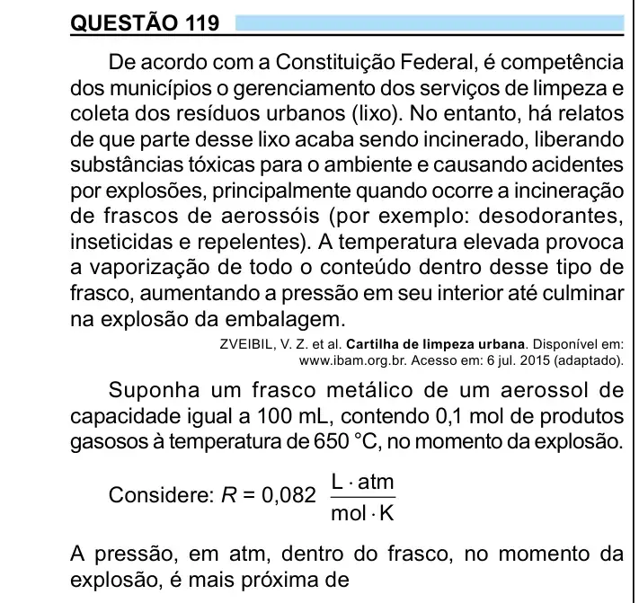 Enunciado da questão 119 do ENEM 2023