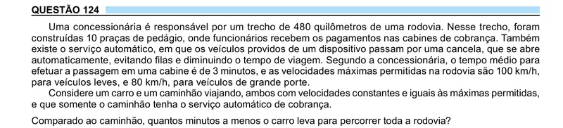 Enunciado da questão 124 do ENEM 2023
