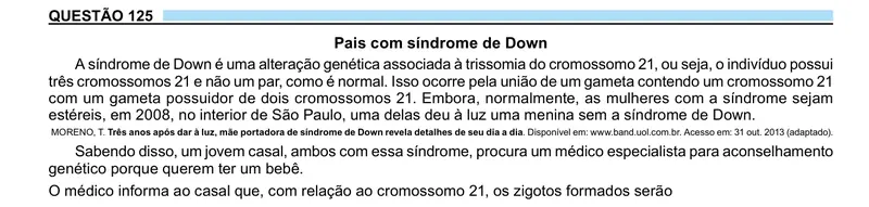 Enunciado da questão 125 do ENEM 2023