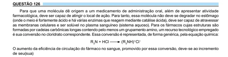 Enunciado da questão 126 do ENEM 2023