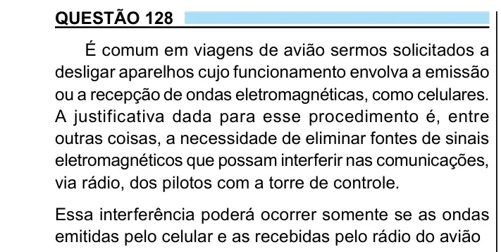 Enunciado da questão 128 do ENEM 2023