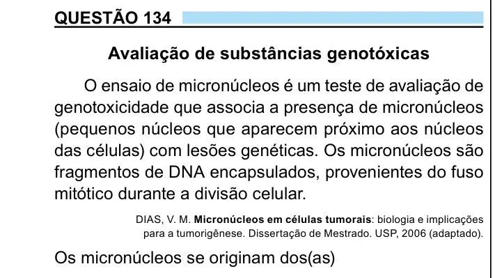 Enunciado da questão 134 do ENEM 2023