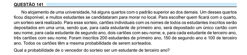 Enunciado da questão 141 do ENEM 2023