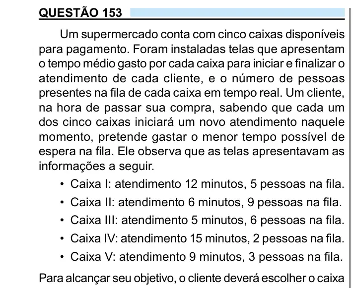 Enunciado da questão 153 do ENEM 2023