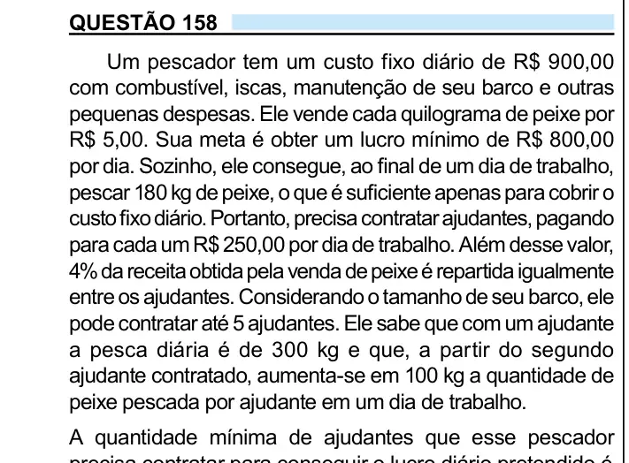 Enunciado da questão 158 do ENEM 2023