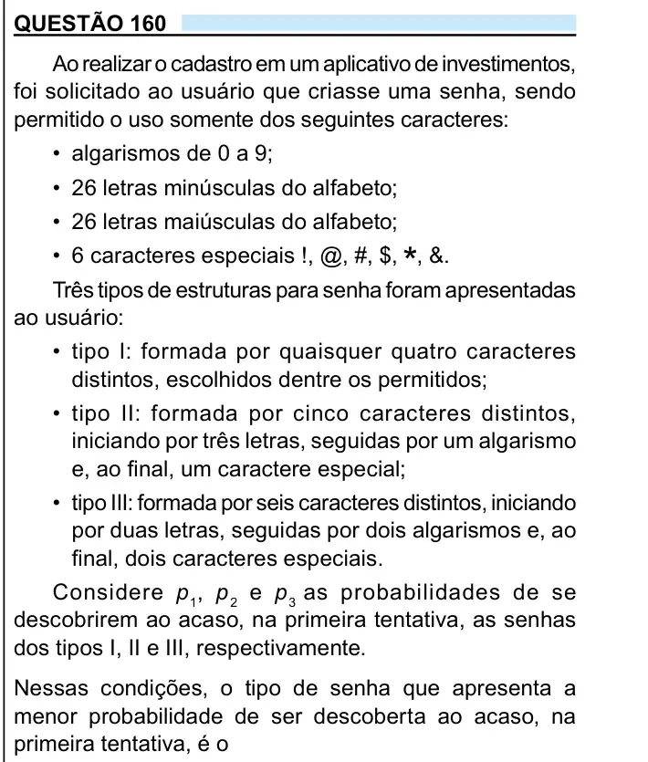 Enunciado da questão 160 do ENEM 2023