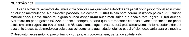 Enunciado da questão 167 do ENEM 2023