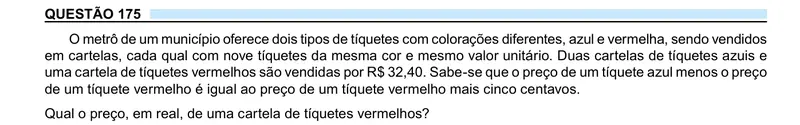Enunciado da questão 175 do ENEM 2023