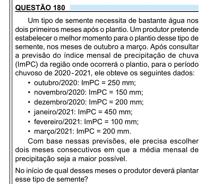 Enunciado da questão 180 do ENEM 2023