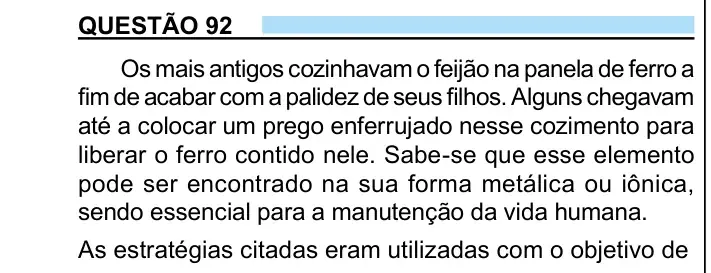 Enunciado da questão 92 do ENEM 2023