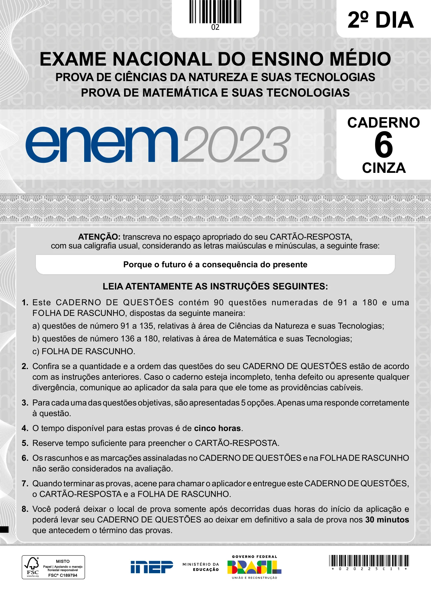 ENEM 2023 Dia 2 Caderno Cinza