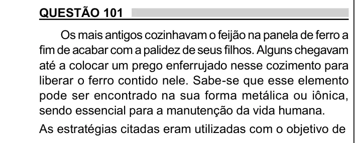 Enunciado da questão 101 do ENEM 2023 Dia 2