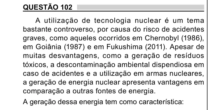 Enunciado da questão 102 do ENEM 2023 Dia 2