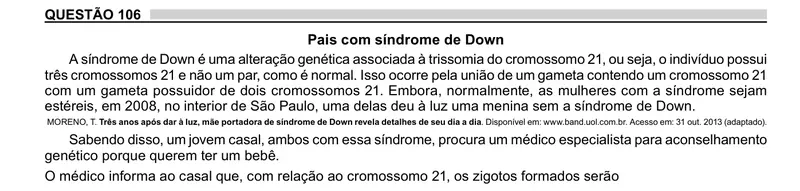 Enunciado da questão 106 do ENEM 2023 Dia 2