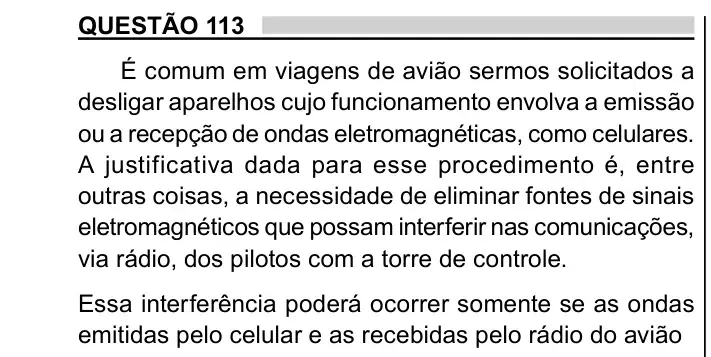 Enunciado da questão 113 do ENEM 2023 Dia 2