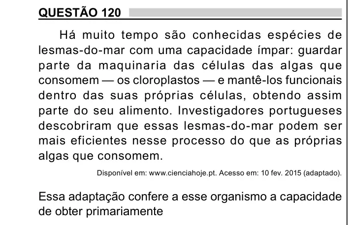 Enunciado da questão 120 do ENEM 2023 Dia 2