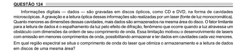 Enunciado da questão 124 do ENEM 2023 Dia 2