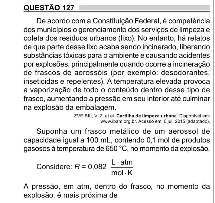Enunciado da questão 127 do ENEM 2023 Dia 2