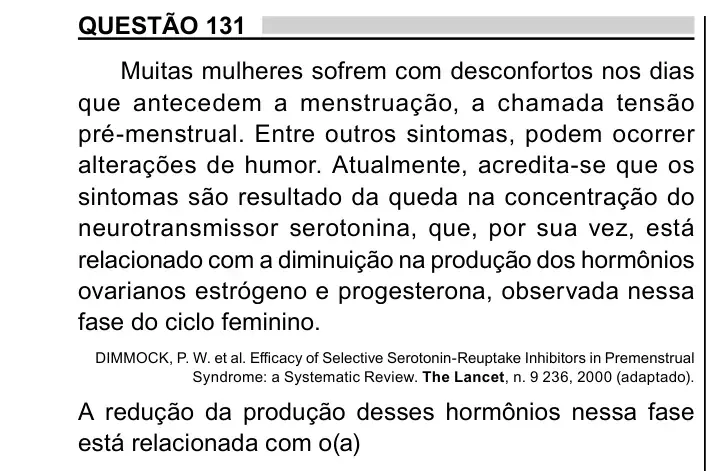 Enunciado da questão 131 do ENEM 2023 Dia 2
