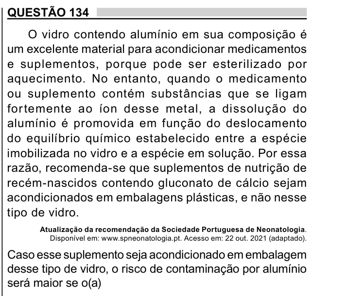 Enunciado da questão 134 do ENEM 2023 Dia 2