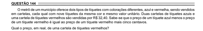 Enunciado da questão 144 do ENEM 2023 Dia 2