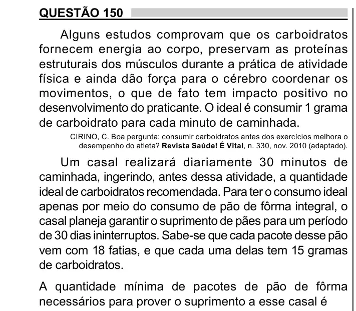 Enunciado da questão 150 do ENEM 2023 Dia 2