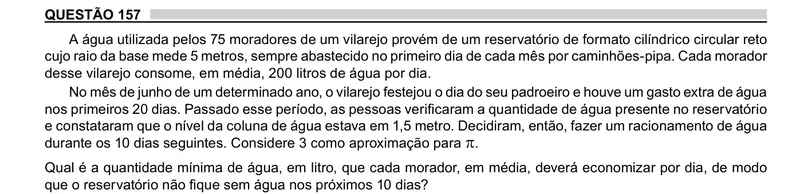 Enunciado da questão 157 do ENEM 2023 Dia 2