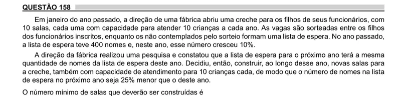 Enunciado da questão 158 do ENEM 2023 Dia 2