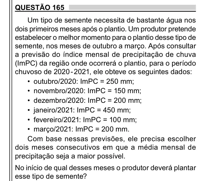 Enunciado da questão 165 do ENEM 2023 Dia 2