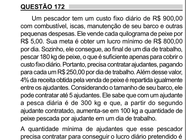 Enunciado da questão 172 do ENEM 2023 Dia 2