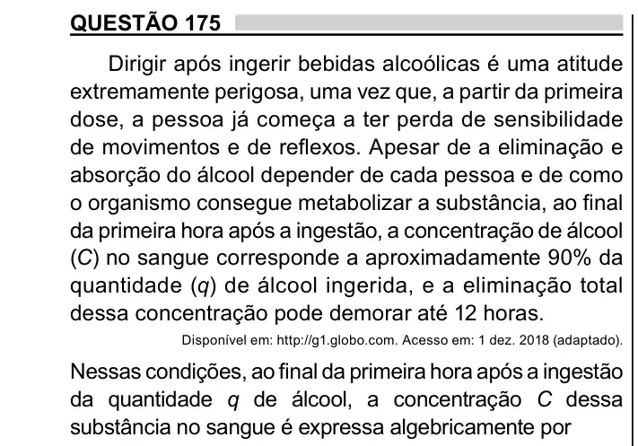 Enunciado da questão 175 do ENEM 2023 Dia 2