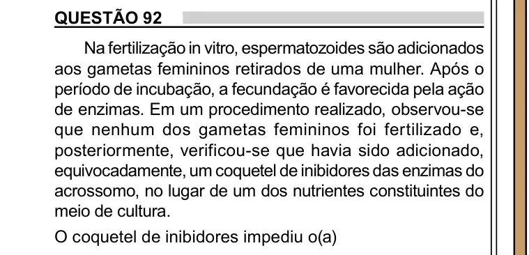 Enunciado da questão 92 do ENEM 2023 Dia 2