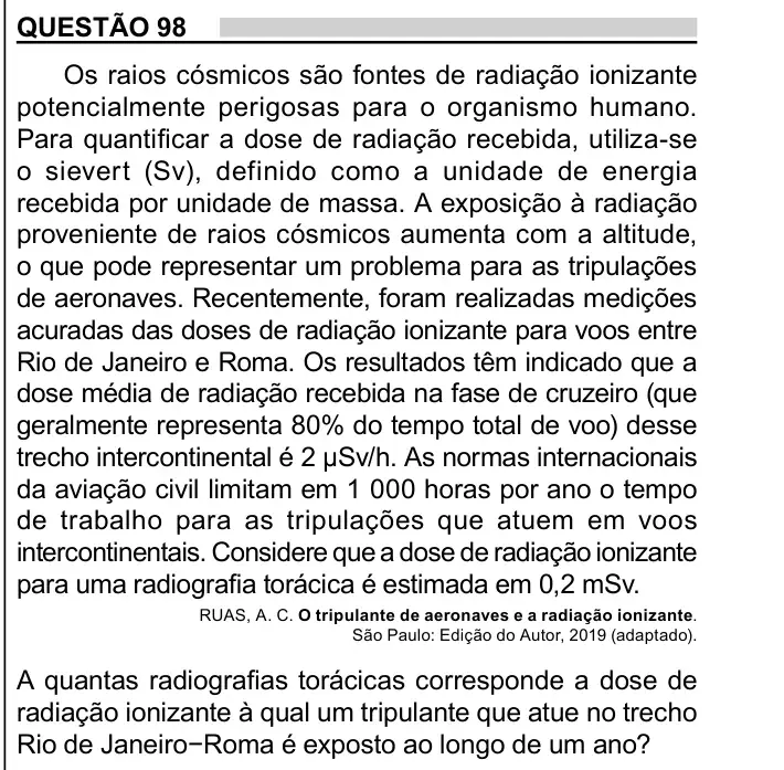 Enunciado da questão 98 do ENEM 2023 Dia 2