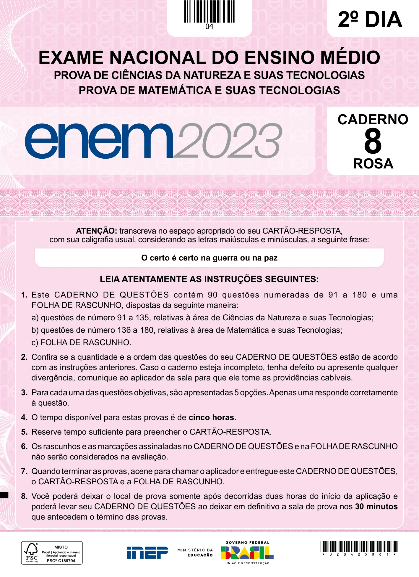 ENEM 2023 Dia 2 Caderno Rosa