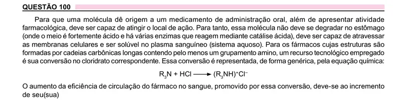 Enunciado da questão 100 do ENEM 2023 Dia 2