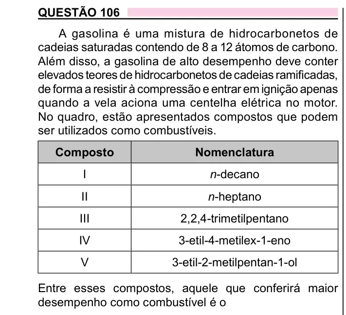 Enunciado da questão 106 do ENEM 2023 Dia 2