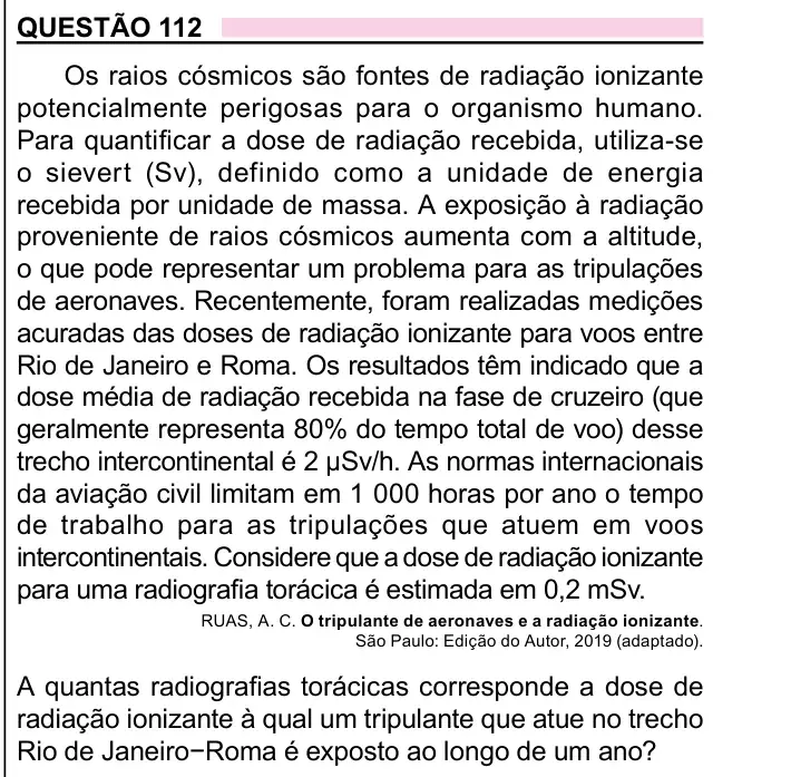 Enunciado da questão 112 do ENEM 2023 Dia 2