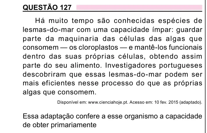 Enunciado da questão 127 do ENEM 2023 Dia 2