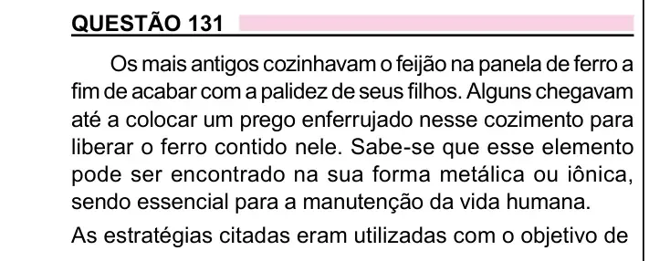 Enunciado da questão 131 do ENEM 2023 Dia 2