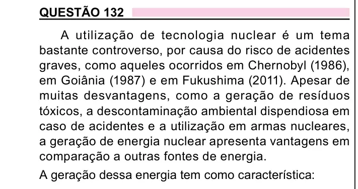 Enunciado da questão 132 do ENEM 2023 Dia 2