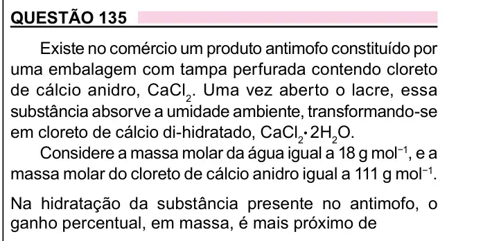 Enunciado da questão 135 do ENEM 2023 Dia 2