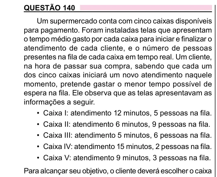 Enunciado da questão 140 do ENEM 2023 Dia 2