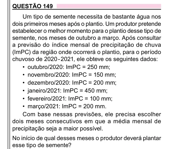 Enunciado da questão 149 do ENEM 2023 Dia 2