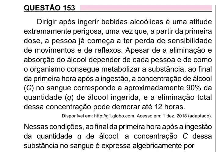 Enunciado da questão 153 do ENEM 2023 Dia 2